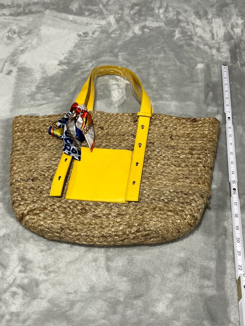 Tru Jute Pocket Tote Bag in the "Sunflower" yellow color